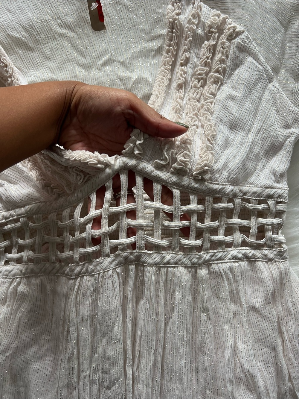 Free People Seraphina Metallic Ruffles
Lattice Cutouts Maxi Dress size S $350 - Picture 10 of 12